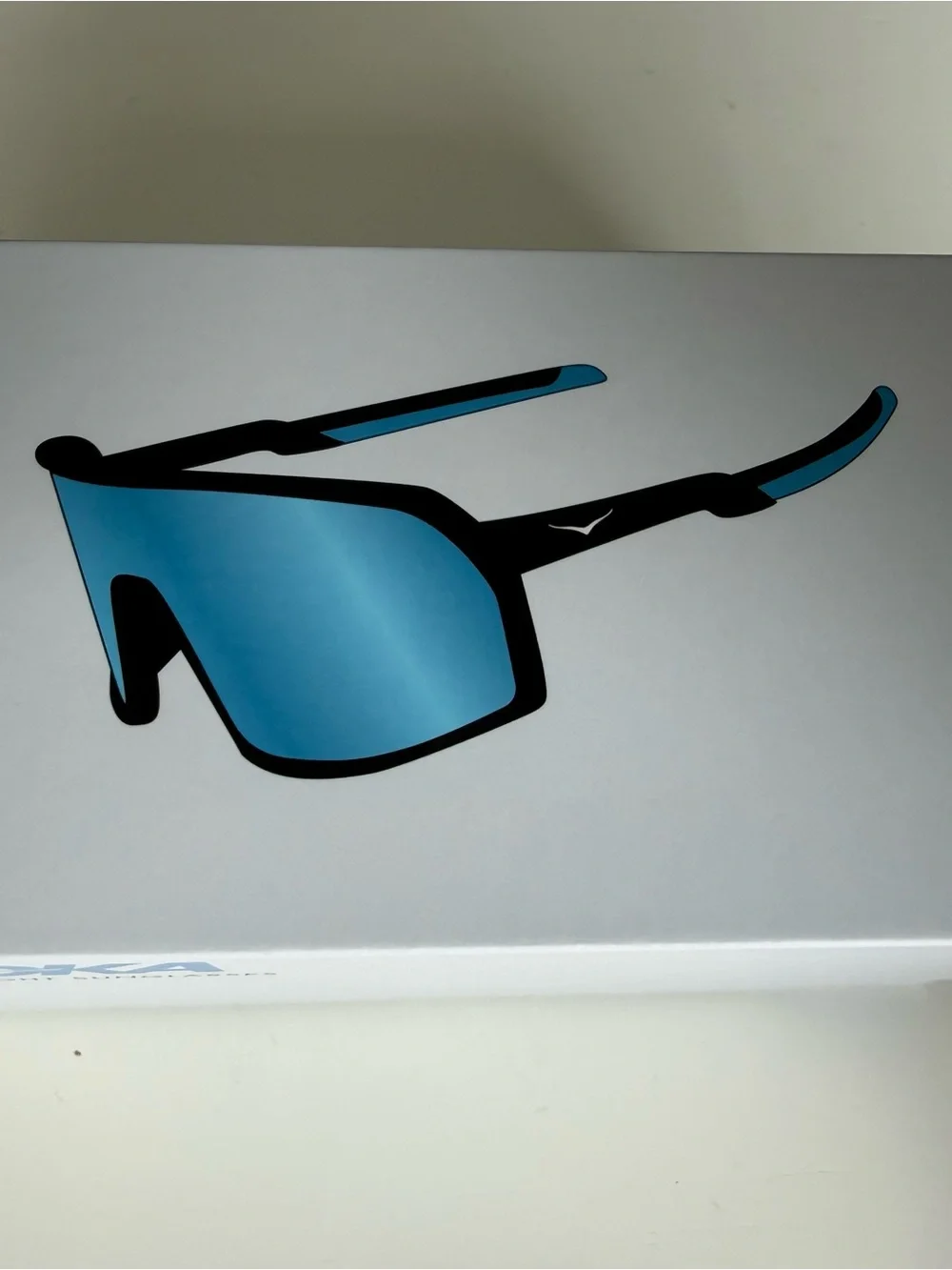 Hoka Sprint Sight Black Frame Sunglasses with Blue Mirrored Lense